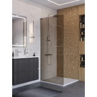 Душевая перегородка BelBagno Uno UNO-L-1-TB-90-BR-Cr 90 см, профиль хром, стекло бронза
