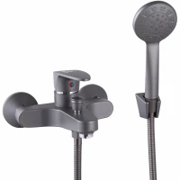 Смеситель для ванны Plstart PL3205-17 с душевым гарнитуром, оружейная сталь