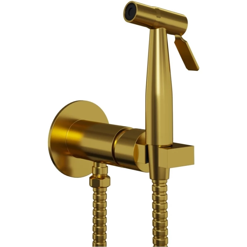 Гигиенический душ Paini Castello Round CAPJ442R со смесителем, золотой матовый