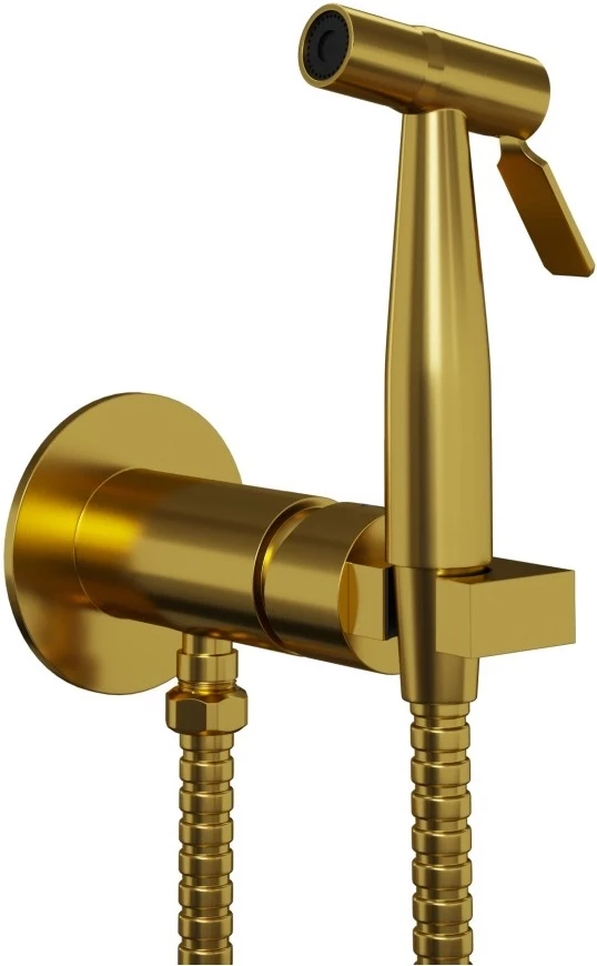 Гигиенический душ Paini Castello Round CAPJ442R со смесителем, золотой матовый гигиенический душ paini