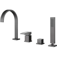 Смеситель на борт ванны Abber Wasserfall AF8613NG с душевым гарнитуром, никель