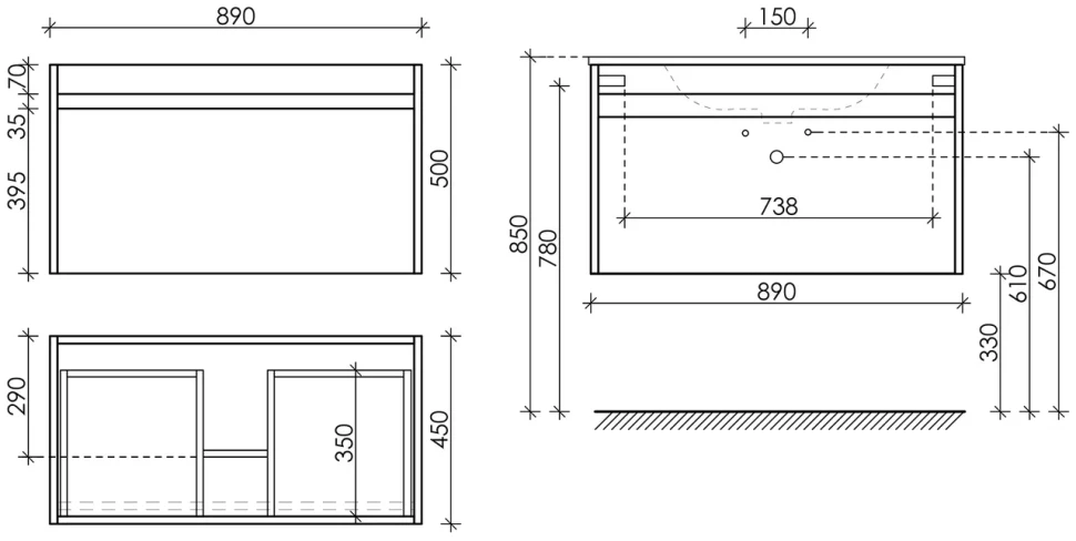 Комплект мебели белый глянец 91 см Sancos Smart SM90W + CN7002 + CI900 SET/SM90W/CN7002/CI900 - фото 9
