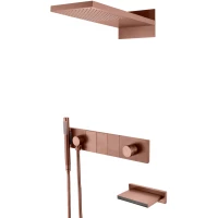 Душевой комплект Boheme Zodiac 132-2-BRB 230 мм, со смесителем, бронза матовая