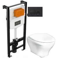 Комплект подвесной унитаз Gustavsberg Estetic GB1183300R1030 + система инсталляции Jacob Delafon E24156-NF + E20859-7-BMT