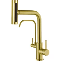 Смеситель для кухни Zorg SH 091 PVD BRONZE с подключением к фильтру, выдвижным изливом, бронза