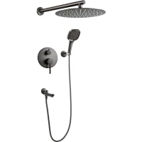 Душевой комплект Filarete Roun FL1026BG 300 мм, со смесителем, графит