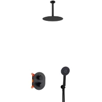 Душевой комплект AQG Tube 19TUBER21705 250 мм, со смесителем, черный матовый