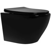 Унитаз подвесной Rea Carlo Mini REA-C8936 безободковый, с сиденьем микролифт, черный глянец