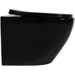 Изображение товара унитаз подвесной rea carlo mini rea-c8936 безободковый, с сиденьем микролифт, черный глянец