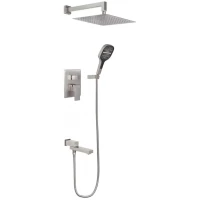 Душевой комплект Hansberge H6075NK 300 мм, со смесителем, никель