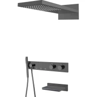 Душевой комплект Boheme Zodiac 133-2-SGM 230 мм, с термостатом, графит глянец