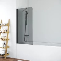 Шторка на ванну Vegas Glass EV ST NOVO 76 02M 07 76 см, профиль черный матовый, стекло графитовое