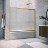 Шторка на ванну Vegas Glass Z2V NOVO 170 03 Moru 170 см, профиль золотой матовый, стекло рифленое