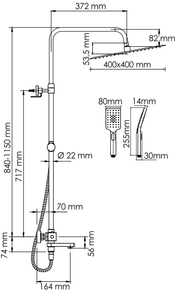Душевая система 400 мм WasserKRAFT A199.119.126.010.CH Thermo - фото 3