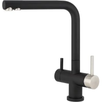 Смеситель для кухни PEZARO PZM.301-77.DEEPBLACK.INOX с подключением к фильтру,  нержавеющая сталь/черный