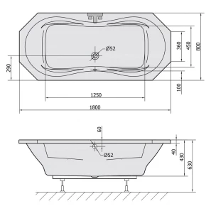 Изображение товара акриловая ванна 180x80 см alpen fuga 31111