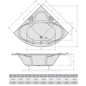 Изображение товара акриловая ванна 150x150 см alpen simona a04111