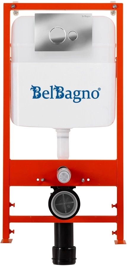 Инсталляция для унитаза BelBagno BB026 + BB081CR с кнопкой смыва, хром