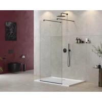 Душевая перегородка Cezares Liberta LIBERTA-L-2-80-120-C-NERO 80 см, профиль черный матовый, стекло прозрачное