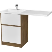 Тумба с раковиной белый глянец/дуб рустикальный 120 см Акватон Лондри 1A266901LHDR0 + 1A274801LH010 + 1A72843KLH01L