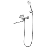 Смеситель для ванны Knotlor Streamline SS-03 универсальный, с душевым гарнитуром, нержавеющая сталь