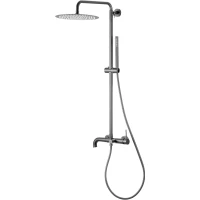 Душевая система Knotlor Elixir SS-33/GM 300 мм, со смесителем, вороненая сталь