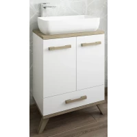 Тумба с раковиной белый матовый/вяз швейцарский 60 см Sanflor Ингрид C12473