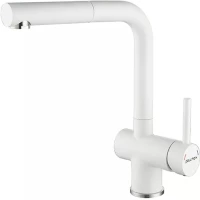 Смеситель для кухни Paulmark Dosse Do214418-WH с выдвижным изливом, белый матовый