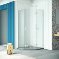 Душевой уголок Vegas Glass AFA-Pen Retta 90 01 02 R 90x90 см R, профиль белый, стекло шиншилла