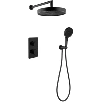 Душевой комплект Boheme Cell 134-2-B + 427-B 320 мм, с термостатом, черный матовый