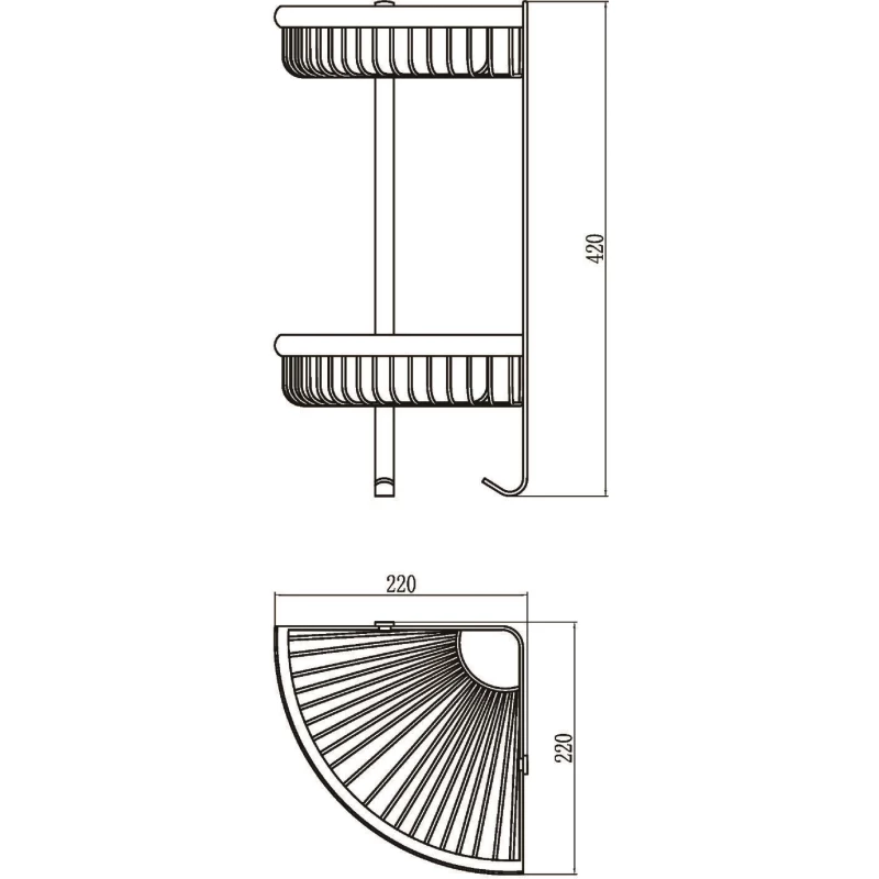 Полка угловая 22x22 см Savol S-L5854-2