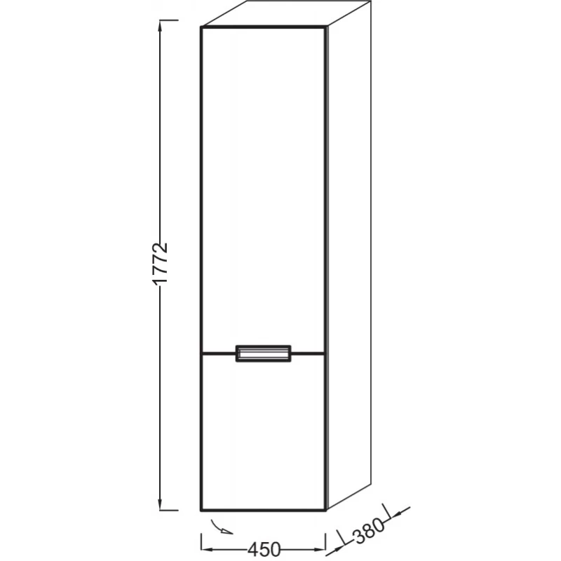 Подвесная колонна правосторонняя серый антрацит глянец Jacob Delafon Reve EB1141D-442