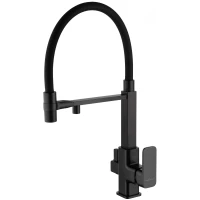 Смеситель для кухни Wonzon & Woghand WW-88458012-MB с подключением к фильтру, гибким изливом, черный матовый