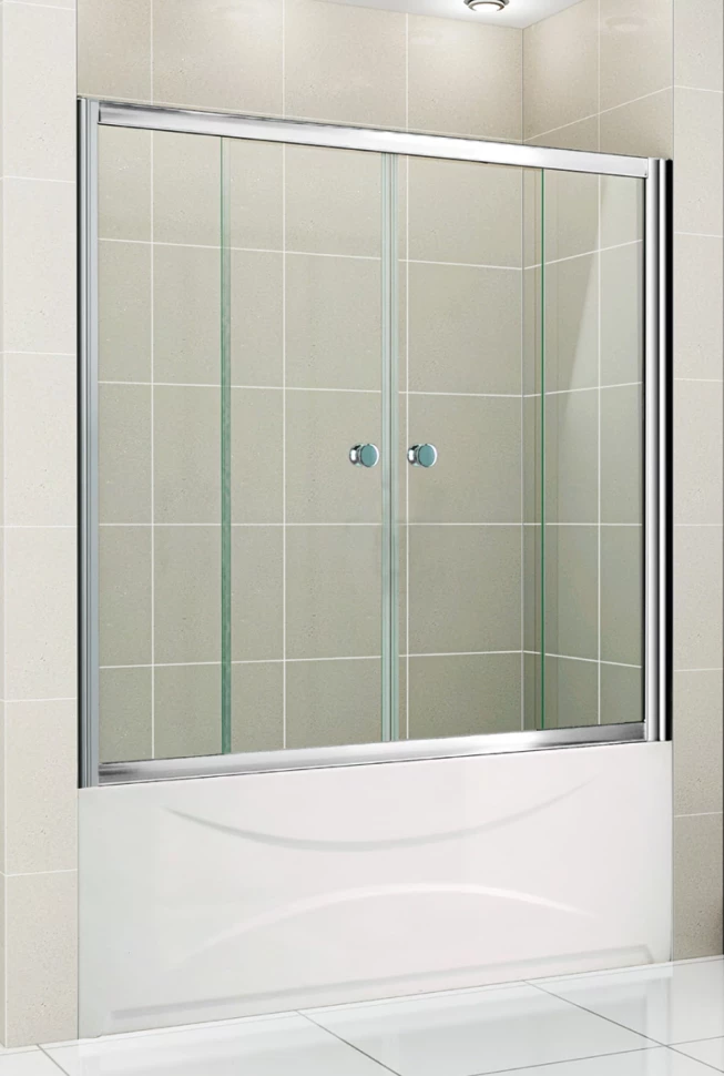 Шторка для ванны Cezares Pratico 150 см прозрачное стекло PRATICO-VF-2-150/140-C-Cr