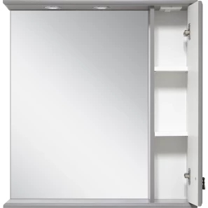 Изображение товара зеркальный шкаф misty лувр п-лвр03085-1504п 85x80 см r, с подсветкой, выключателем, серый матовый