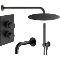 Душевой комплект Plumberia Selection IXO KITXOT19QNO60KING 300 мм, с термостатом, черный матовый