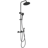 Душевая система Wonzon & Woghand WW-B3097-A-BGG 230 мм, с термостатом, темный графит матовый