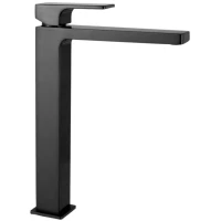 Смеситель для раковины Remer Absolute AU11LCFP без донного клапана, черный хром матовый