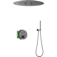 Душевой комплект Timo Saona SX-2370/18SM 500 мм, с термостатом, вороненая сталь