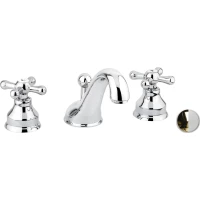 Смеситель для раковины Emmevi Deco Classic 12033/BO с донным клапаном, золотой/белый