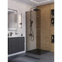 Душевая перегородка BelBagno Uno UNO-L-1-TB-90-BR-GM 90 см, профиль оружейная сталь матовый, стекло бронза