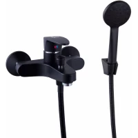 Смеситель для ванны Plstart PL3205-7 с душевым гарнитуром, черный матовый