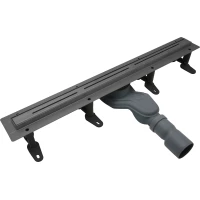 Душевой трап (лоток) Cezares Lux LUX-LD-80-GM 80 см, с решеткой, щелевой, оружейная сталь матовый