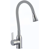 Смеситель для кухни Fmark FS8277A-04 с гибким изливом, хром/серый