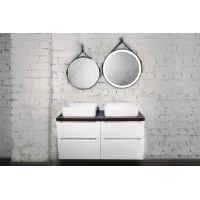 Комплект мебели белый глянец 119,6 см со столешницей бук темный Jorno Wood Wood.01.60/P/W + Wood.01.60/P/W + Wood.06.120/DW + 0085176 + 0085176 + Wood.02.60/TK + Wood.02.50/TK