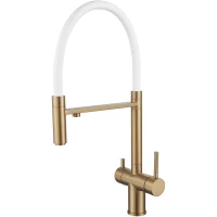 Смеситель для кухни Shevanik S178G с подключением к фильтру, гибким изливом, золотой матовый