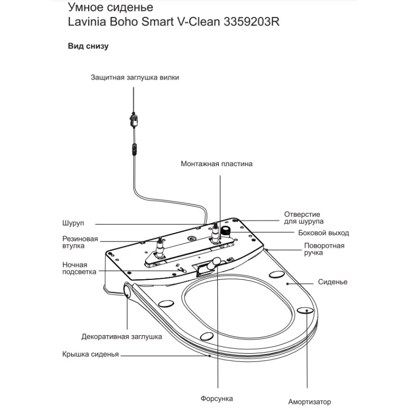 Унитаз подвесной Lavinia Boho Smart V-Clean 3359203R + 33290800 безободковый, с функцией биде, с сиденьем микролифт, белый
