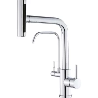 Смеситель для кухни Zorg SH 091 CR с подключением к фильтру, выдвижным изливом, хром