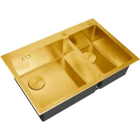 Кухонная мойка Zorg LUX 78-2-51-L BRONZE 78x51 см, бронза