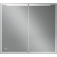 Зеркальный шкаф Art&Max Merano AM-Mer-900-800-1D-L-DS-F 90x80 см L, с LED-подсветкой, сенсорным выключателем, диммером, антизапотеванием, белый матовый